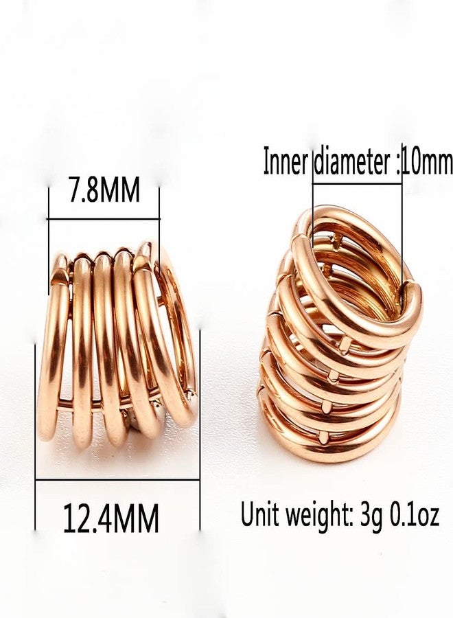 Earblity 10mm Stacker Ring Lobe Clip Ear Gauges Plugs Ear Tunnels Stretcher Earring Studs Clip on Cartilage Body Piercing Jewelry 2PCS Gold Rose Black Silver - Image 4